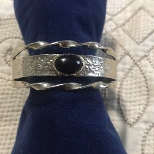 Black Onyx Sterling Silver Navajo Cuff Bracelet